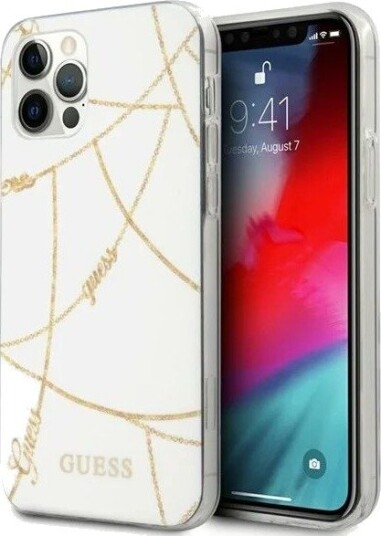 GUESS Gold Chain Collection iPhone 12 Pro Max 6.7" Case - White