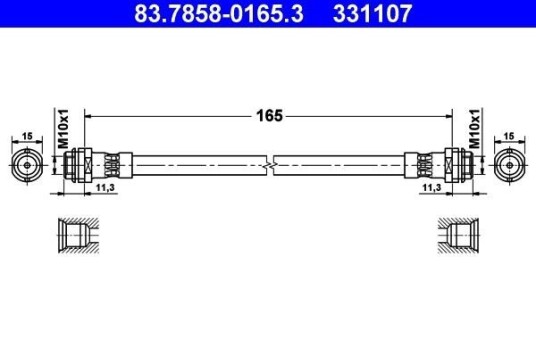Bremseslange ATE 83.7858-0165.3 Bremseslange ATE 83.7858-0165.3