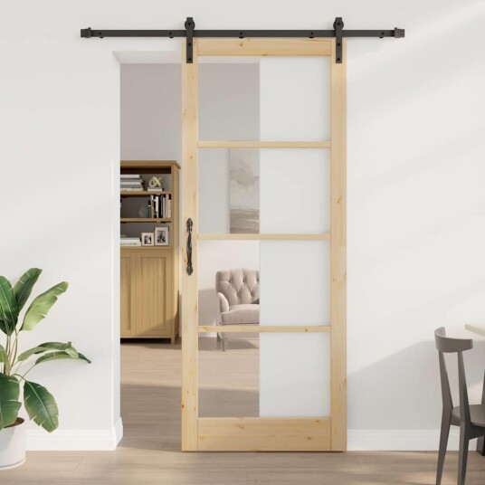 vidaXL Skyvedør med hardware sett "ORKDAL" Massivt tre & glass