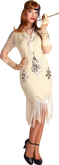 Thetru B.v. 20-talls Gatsby Kjole Elfenben Kostyme Deluxe XXX-Large 4190-2214-XXXL