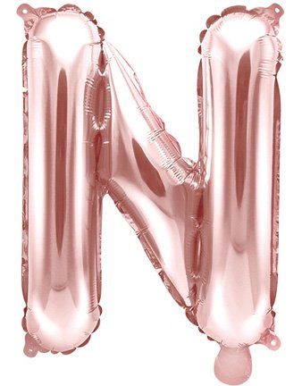 Bokstaven N Rosegullfarget 35 cm Liten Folieballong