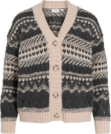 Vila Viandora L/S Jacquard Knit Cardigan Grey S
