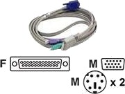 Hp Tastatur / Video / Musekabel Kvm Db 25 Hunn Til Ps/2 Hd 15 Vga Hann 3.66 M