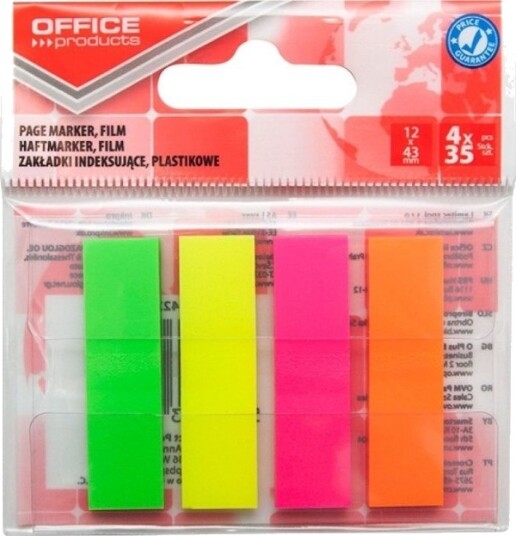 Kontorprodukter Kontorprodukter Indekseringsfaner Pp 12X43mm 4X35 Kort Anheng Blanding Av Neonfarger