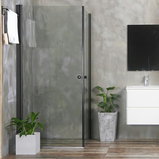 Dusjhjørne Bathlife Allsidig Rett Dør + Rett Dør Sort