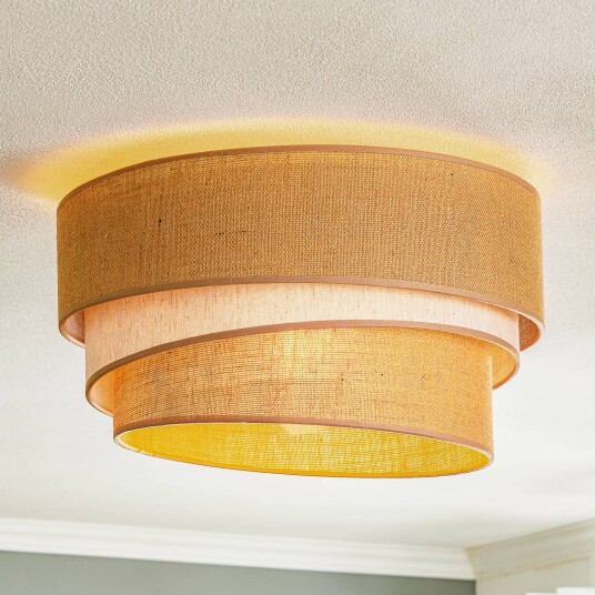 Duolla Taklampe Trio i jute naturbrun/hvit Ø45cm