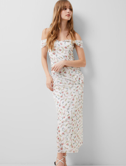 French Connection Floriana Hallie Crinkle Skirt - White - 34