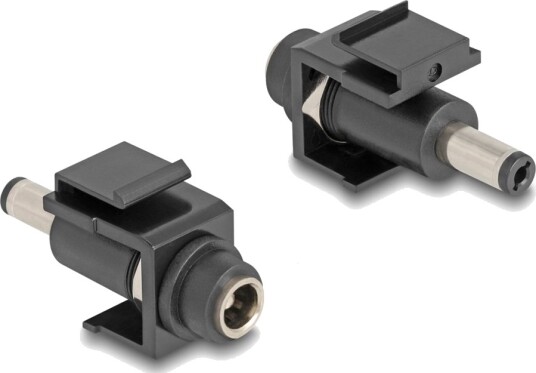 Delock Strømadapter 5,5 X 2,1 Mm Dc Jakk Hunn Til 5,5 X 2,1 Mm Dc Jakk Hann Keystone Jakk Svart