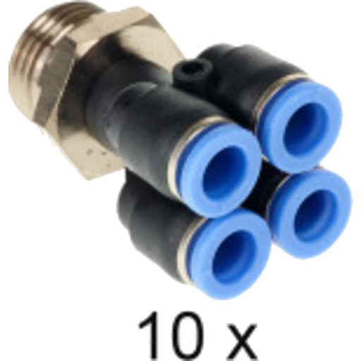 Overgang 1/2". Innstikkskobling 4 x 8 mm. Hunn. Pakke med 10 stk.