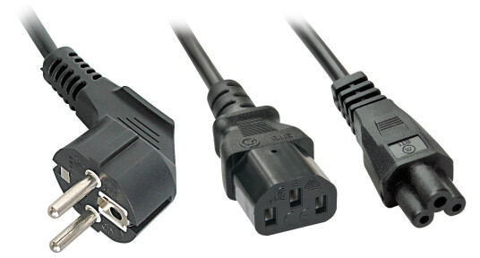 LINDY Y-Power Cable CEE7/7 to C13+C5. Black 2.0m