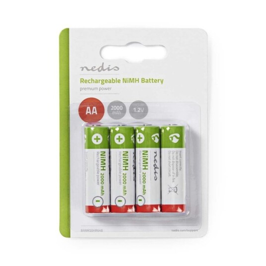 Nedis 4-Pack Oppladbare Ni-MH AA Batterier 2000 mAh 1.2V