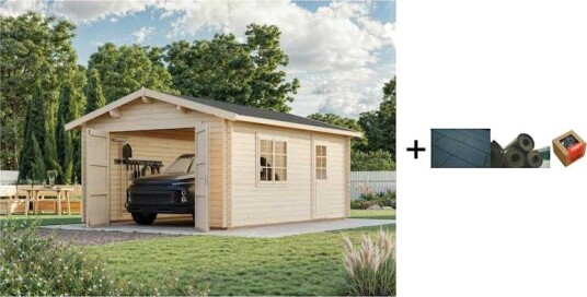 Garasjebod Palmako Roger 19 m2 med Dobbel Treport med Shingel, Papp og Spiker