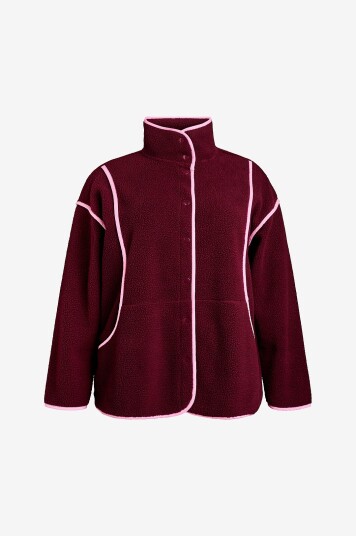 Zizzi Teddyjakke aNilla Rød Zizzi Teddyjakke aNilla Rød