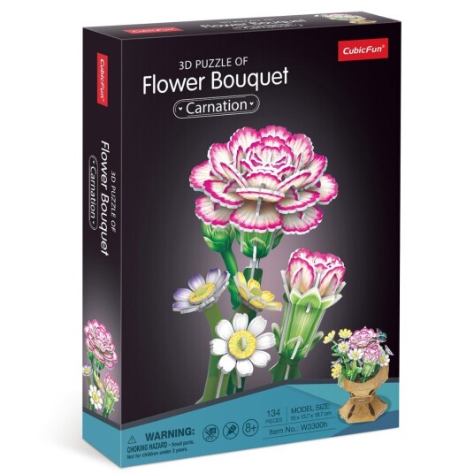 CubicFun 3D Blomsterbuket Puslespil 134 Brikker Nelliker CubicFun 3D Blomsterbuket Puslespil 134 Brikker Nelliker