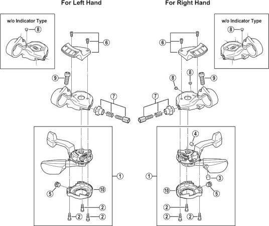 Shimano indikator unit høyre 9 gir til ST-M750 og SL-M750