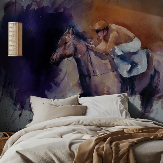 Tapet   Hest og Jockey Kunst