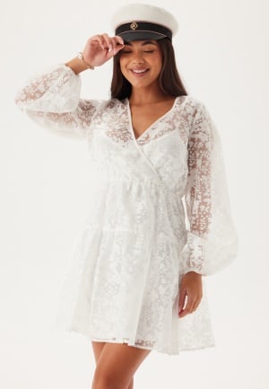 Bubbleroom Occasion Overlap Balloon Sleeve Dress White S