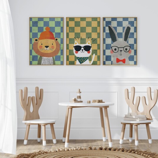 Plakat Morsomme Dyr Sett / Sett med 3 Plakat Morsomme Dyr Sett / Sett med 3