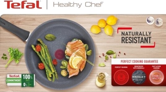 Tefal Healthy Chef G15002 Rund All Bruk Panne Grå Mineralia + 175 °C Aluminium