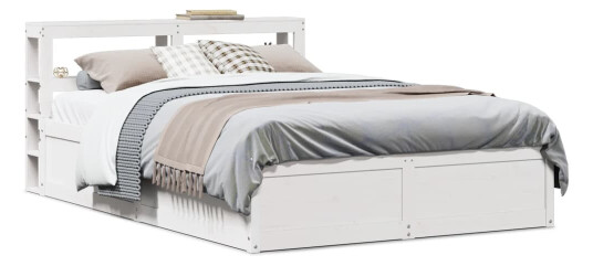 Sengeramme med hodegavl hvit 160x200 cm heltre furu 3306337