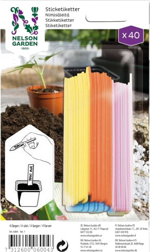 Nelson Garden 6004 Klebeetikett plast, 4 farger, 4x 10 stk., Avling Nelson Garden 6004 Klebeetikett plast, 4 farger, 4x 10 stk., Avling