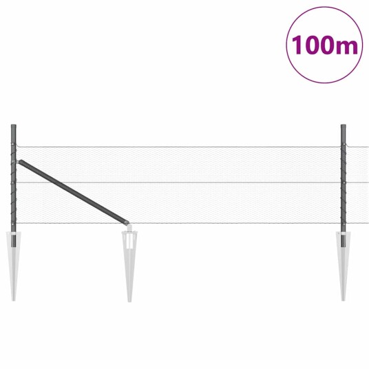 Gjerdepåle Grå 100 x 0,5 m 13 mm nett Stål og PVC