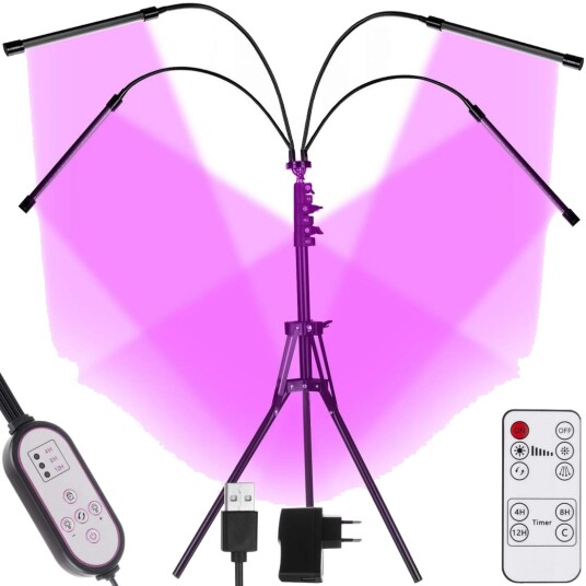 Vekstlampe med Stativ / Plantebelysning - 4 LED-paneler