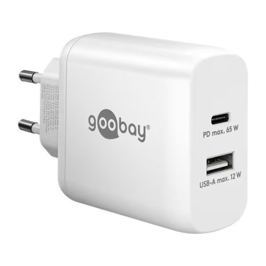 Goobay USB-C-Hurtiglader 65W - Hvit Goobay USB-C-Hurtiglader 65W - Hvit