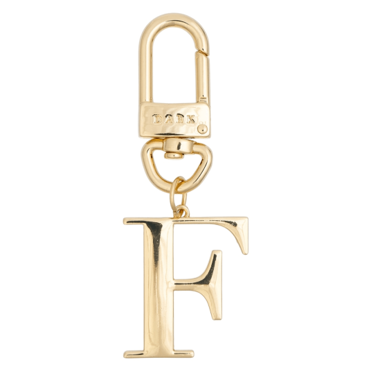 Dark Metal Letter Bag Charm Letter F Gold