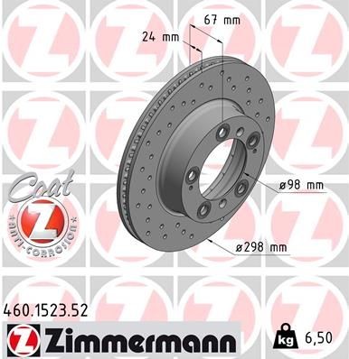 Bremseskive ZIMMERMANN 460.1523.52