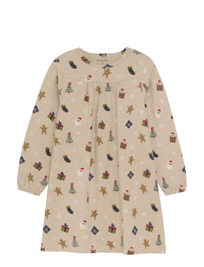 Minymo Nightdress Ls Aop Beige 128