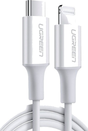 Ugreen 1m USB-C til Lightning Kabel Hvit med USB Power Delivery Ugreen 1m USB-C til Lightning Kabel Hvit med USB Power Delivery