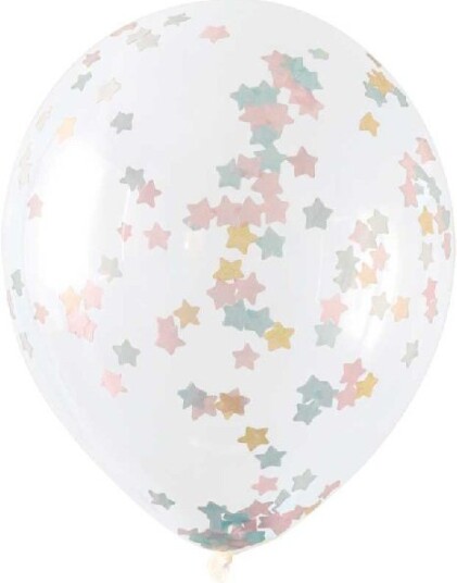 5 stk 30 cm Gjennomsiktige Ballonger med Pastell Stjerne Konfetti