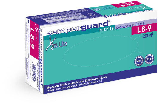 Semperguard Xtra Lite L8 9 Engangshanske nitril pudderfri S 100 stk Klær