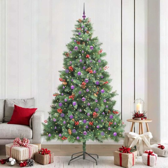 Kunstig juletre med LED  stripelys grønn 240 cm PVC og metall