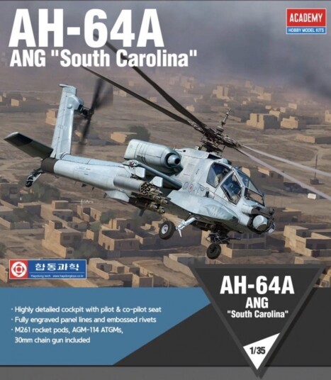 Academy AH-64A South Carolina Helikopter Byggesett 1:35