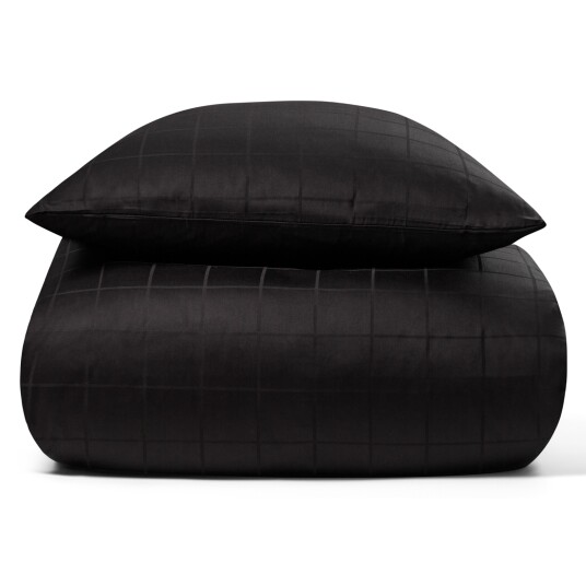 By Night Sateng sengesett - 100% Bomullssateng - Check Black - 150x210 cm
