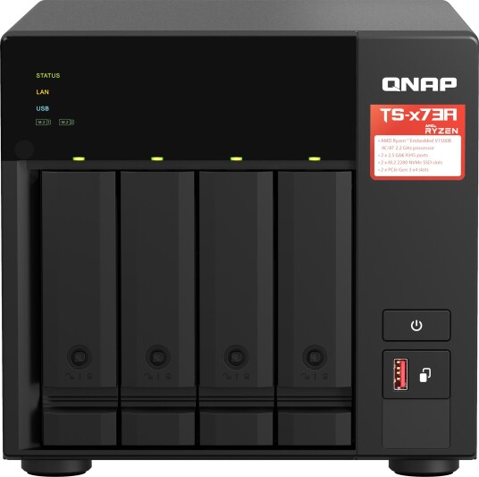 QNAP TS-473A NAS-server med AMD Ryzen V1500B, 8GB DDR4, 4 plasser, SATA 6Gbps QNAP TS-473A NAS-server med AMD Ryzen V1500B, 8GB DDR4, 4 plasser, SATA 6Gbps