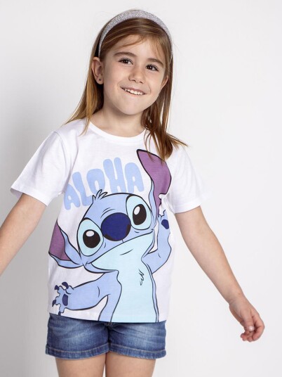 Disney Stitch T skjorte Hvit 116 122 Disney Stitch T skjorte Hvit 116 122