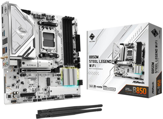 ASRock B850M Steel Legend Micro ATX Hovedkort med AMD AM5 Socket og WiFi 7 ASRock B850M Steel Legend Micro ATX Hovedkort med AMD AM5 Socket og WiFi 7
