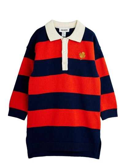 Mini Rodini Knitted Rugby Dress Navy 104/110