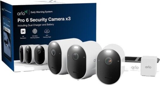 Arlo Pro 6 overvåkningskamerasett (3-pk, hvit)