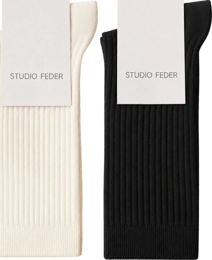 STUDIO FEDER Minna Sock 2 Pack BROKEN WHITE / BLACK 36 38