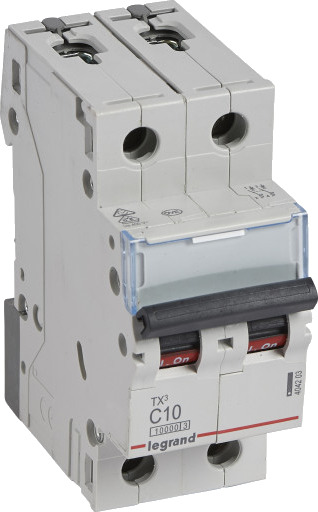 Legrand 5 stk TX³ MCB automatsikring C10 2P 2M 10/10KA