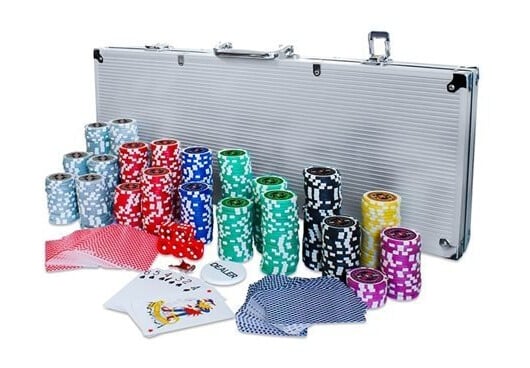 Pokersett med 500 sjetonger og bag