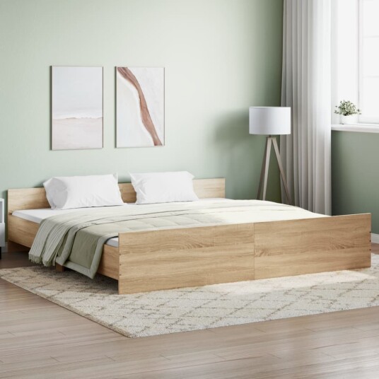 vidaXL Sengeramme med hode- og fotgavl sonoma eik 180x200 cm 8721012157262