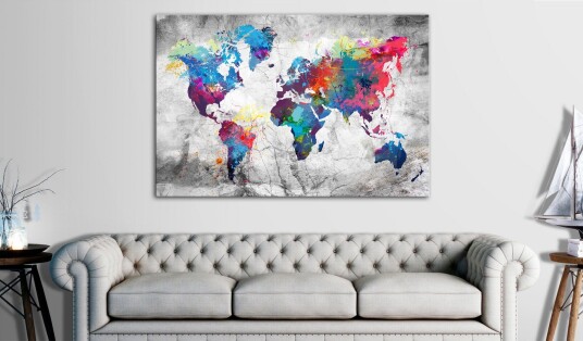 Tavle World Map: Grey Style 120X80 Artgeist sp. z o. o.