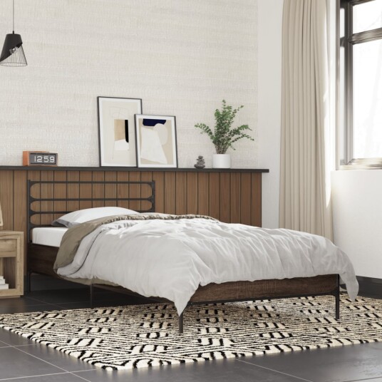  Sengeramme brun eik 90x190 cm konstruert tre og metall 8721102446092