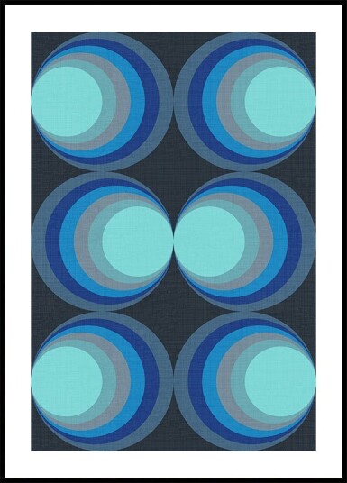 Retro Gradient Circles Aqua Blue Plakat Plakat / 50x70cm