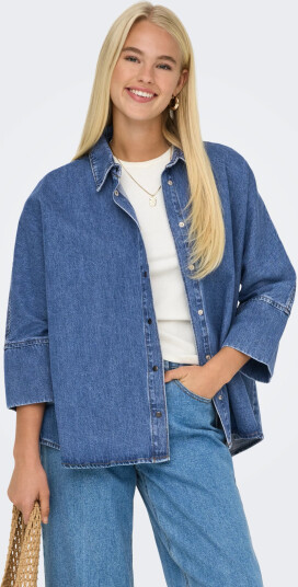 ONLY Onlgrace 3/4 Dnm Shirt Cro Noos - Blue - M ONLY Onlgrace 3/4 Dnm Shirt Cro Noos - Blue - M